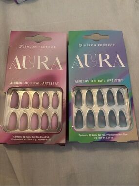 Aura Press-On Nails Duo Set - Pink & Gray